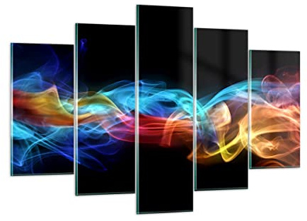Mehrteilige Bilder auf Glas 150x100cm Glasbild Abstrakt luft bunt figur Groß XXL Wanddeko Schlafzimmer Küche Set 5 teilige Wandbilder Dekoration Wohnzimmer Modern Wand Kunstdruck Art GEA150x100-2171