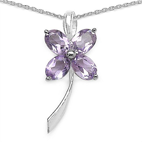 Schmuck-Schmidt-Collier/Kette Kleeblatt/Blume-Amethyst-Silb.3,40 Karat