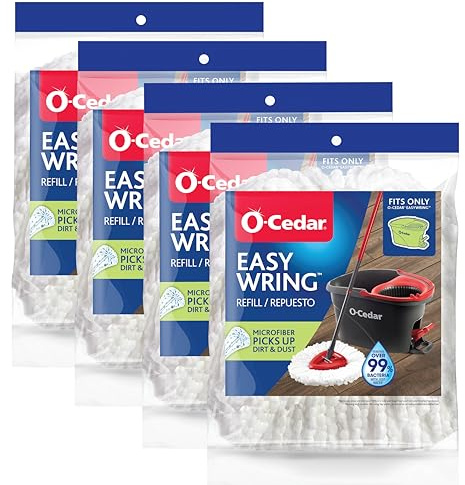 O-Cedar Lot de 4 recharges pour balai serpillère, vinyle, blanc