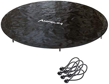 Ampel 24 Outdoor Trampolin Abdeckung 430 cm | Wetterschutzplane für Gartentrampolin mit Regenablauf, Abdeckplane schwarz, UV-beständig