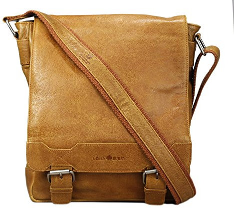 Greenburry Cambridge Pure Nature Umhängetasche Leder Überschlagtasche Messenger braun