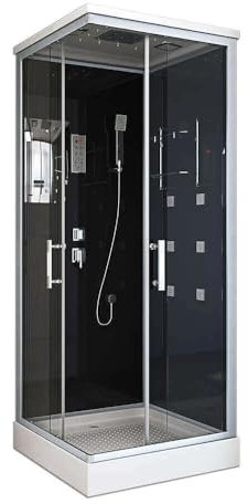 HOME DELUXE - Doccia completa WAVE S - nera, dimensioni 90 x 80 - inclusa radio, soffione a pioggia e accessori completi I doccia pronta, doccia, tempio doccia