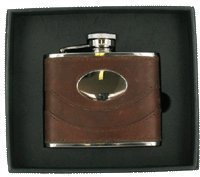 Chichi Gifts personalisierbar braun Spanisches Leder Flachmann Flachmann Set Teller Gravur mit Ihrer Nachricht fl29s