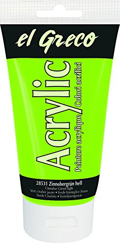 KREUL 28531 - El Greco Acrylic, 150 ml Tube in zinnobergrün hell, hochpigmentierte, glänzende Acrylfarbe in Studienqualität, buttrig vermalbar, für pastose Malerei