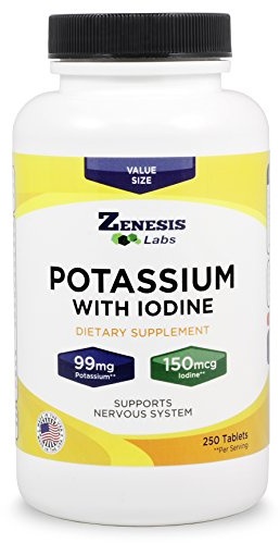 Potassium Gluconate 99mg + 150mcg Iodine from Kelp Bulk (250 Tablets/Bottle)