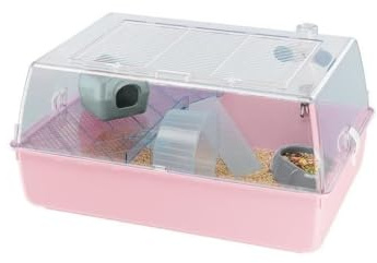 FERPLAST MINI DUNA HAMSTER Cage pour Rongeurs pour Hamsters, Souris, en Plastique, Accessoires inclus : Mangeoire, Abreuvoir, Étagère, Maison, Échelle, Roue. 55x39xh27cm