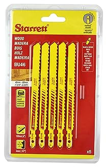 Starrett Holzschneiden Stichsägeblätter - 5 Stück BU46 Einheitlicher Schaft 6 Zähne pro Zoll Bimetall Schnelle gerade Schnitte Sägeblattsatz - Kompatibel mit Bosch Dewalt Hitachi Festool Milwaukee