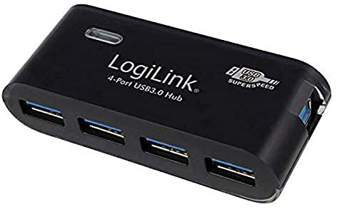LogiLink USB 3.0 Hub 4-Port mit 5V/2A Netzteil schwarz
