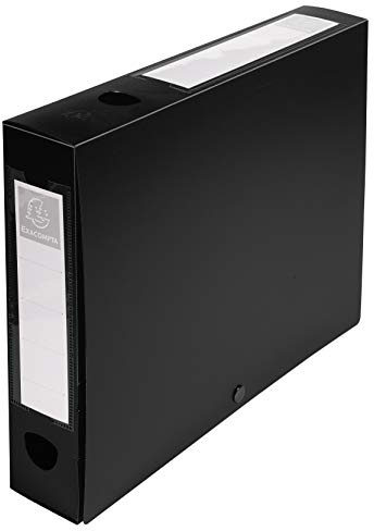 Exacompta 59631E 10er Pack Sammelbox OPAK 60mm mit Druckknopf aus blickdichtem Kunststoff für DIN A4 Archivbox Heftbox Zeichenbox Sammelmappe schwarz