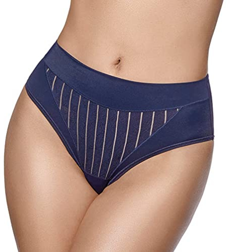Selene, Mutanda Donna a Vita Alta Leggermente Contenitiva, Slip Effetto Modellante con Motivo Floreale a Righe, Collezione Mariluz