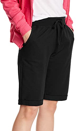 Hanes dam fransk terry-bermudashorts, Svart, M
