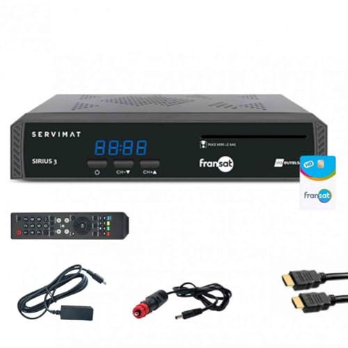 SERVIMAT – Sirius HD SERVIMAT Demodulador Satélite + Tarjeta Fransat + puerto IR + Cable HDMI + cordón 12 V - SIRIUSFULLPACK