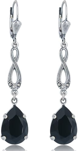 Jugendstil Ohrringe Markenkristallen Silber Schwarz Vintage Ohrringe hängend NOBEL SCHMUCK