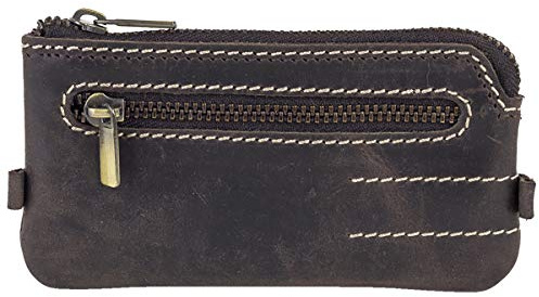 Nyckelväska naturligt robust med 2 ringar LEAS i äkta buffelläder, brun – LEAS vintage-kollektion, BRUN, 12x7cm, Vintage läder