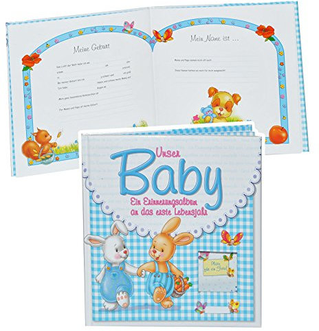 alles-meine.de GmbH Erinnerungsalbum Baby - an das erste Lebensjahr - für Jungen - erste Fotos - Gebunden - Babyalbum Kinderalbum - blau Babys Neugeborene zur Geburt/Baby-Album