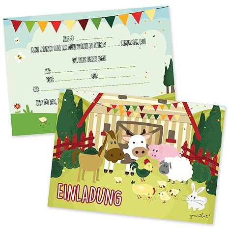 younikat 15er Set Einladungskarten für Kinder-Geburtstag DIN A6 - dv085 | Einladungskarten für Kindergeburtstage, ideal zum Ausfüllen, Verteilen und Einladen von Familie und Freunden