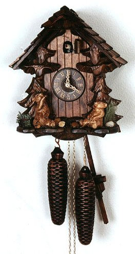 August Schwer Kuckucksuhr Schwarzwaldhaus, Bären