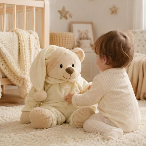 Sweety Toys 90242 Schlafbär Sleepy Kuschelbär Teddy, beige, ca. 50 cm | weiches Kuscheltier zum Kuscheln für Jungen & Mädchen