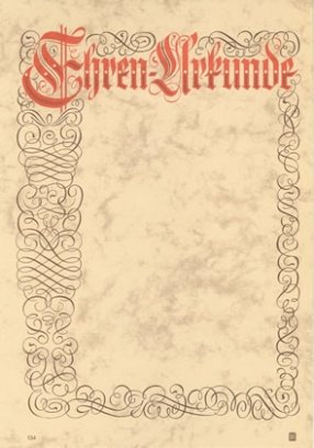 Albert Hoffmann Urkundenverlag Ehrenurkunden/DIN A4/ 134 / PC-Urkunden (170 g/m²) 100 Stk