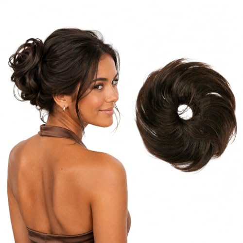 CAISHA Hårstycke Hårelastiskt Updos Brudfrisyrer Voluminöst Lätt Vågigt Bulle Brun Mix G15B