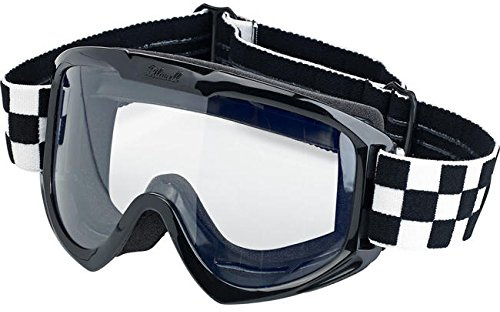 Biltwell Checkers Brille Goggle Motorrad Brille Klarglas Elastisches Band Cafe Racer Biker