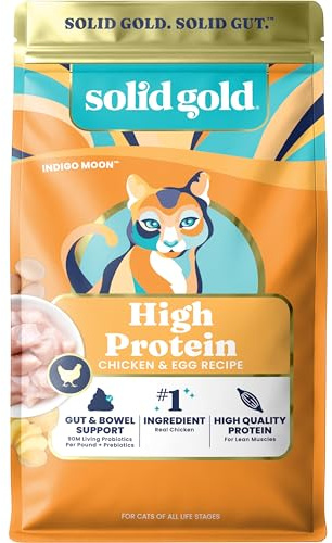 Solid Gold High Protein Dry Cat Food - Grain Free & Gluten Free Chicken Cat Dry Food w/Probiotics for Gut Health & Digestion - High Fiber & Omega 3 - Low Carb Kibble for All Ages - 6LB