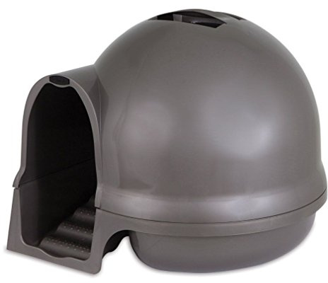 Petmate Booda Clean Step Cat Litter Box Dome (Made in the USA with 95% Recycled Materials)- Brushed Nickel, Made in USA