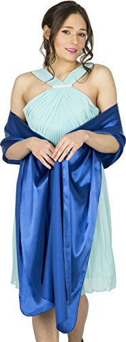BlackButterfly Satin Evening Shawl Wrap, Royal Blue, 19W / 95L