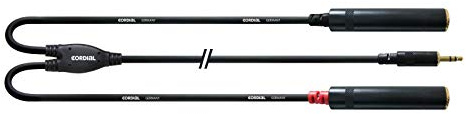 Cordial CFY 0,3 WGG - Cavo adattatore Y con jack stereo dorato da 3,5 mm e 2 prese jack mono dorate da 6,3 mm, lunghezza 1,8 m