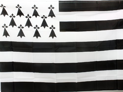 Drapeau Tissu Motif Bretagne Gwenn ha Du - Bretons 90x150cm