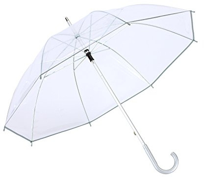 Unbekannt Regenschirm Durchsichtig silber Ø101 cm STOCKSCHIRM Transparent mit Grau Silber Rand auch nutzbar als Hochzeitsschirm