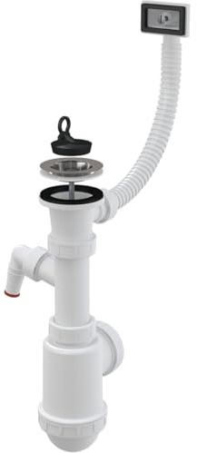 Spültisch Siphon mit Überlauf und Anschluss an Spülmaschine Rostfreies Gitter DN 70 Universal DN40/50 Ablaufgarnitur Ablauf Spülbecken Spüle