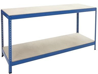 BiGDUG Essentials Industrial Workbench - Chipboard Workstation Table - 900H x 1800W x 600D mm - 300 kg UDL with Lower Shelf