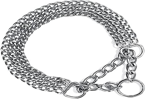 TRIXIE Zug-Stopp-Kettenhalsband Größe M–L: Halsumfang 45 cm/2,5 mm in silber - stabiles Kettenhalsband 3-reihig für mittelgroße bis große Hunde, verchromt, leicht zu reinigen, 2265