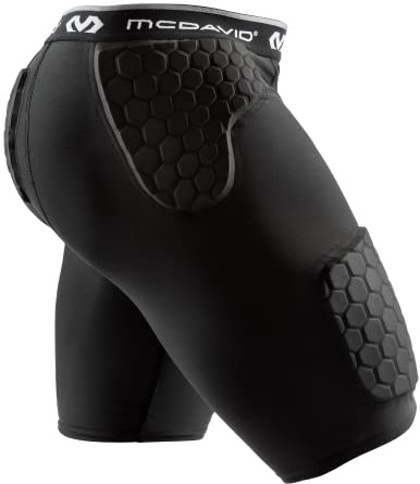 McDavid Men's Compression Shorts with HEX Pads Dual-Density Thudd Tights with Hip, Tailbone, Thigh Padding for Men's Compression Shorts with Cup Pocket Black