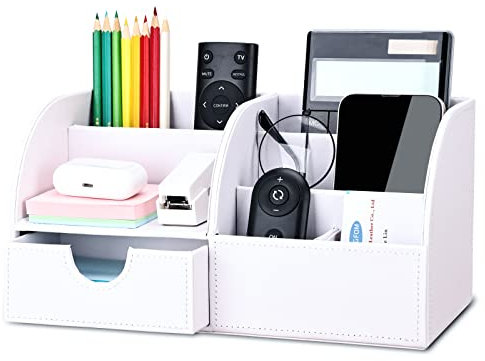 KINGFOM Büro Schreibtisch Organizer Ordnungssystem Tisch Organizer PU Leder Stiftehalter Stiftebox Stifteköcher Multifunktionale Bürobedarf