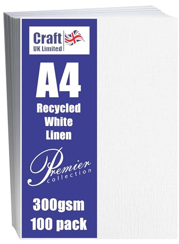Craft UK W123 Tarjeta de lino reciclado blanco 300 g / m2-100 hojas