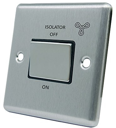 AET CSC3PFANBS 10 A 3-Pole Satin Finish Chrome Classical Black Insert Metal Rocker Fan Isolator Switch