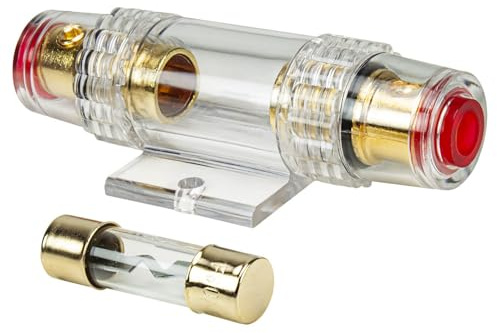 tomzz Audio 5800-002 AGU Sicherungshalter transparent Kabel bis 25qmm, vergoldet, 30A Sicherung