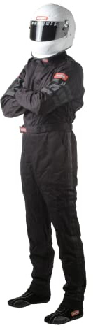 RaceQuip 110005RQP 110 Series 1-Pc Race Suit SFI 3.2A/1 - Black - Large