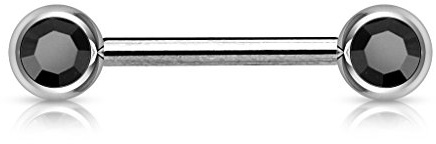 Paula & Fritz® Brustwarzen-Piercing 12mm 14mm 16mm lang Brustpiercing Intimpiercing Nippelpiercing Hantel Barbell Zirkonia