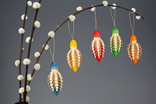 Rudolphs Schatzkiste Strauchbehang Spanzapfen 5 Stück im Set BxHxT=3x6x3cm NEU Ostern Frühling Weihnachten Baumschmuck Holzschmuck Holz Seiffen Erzgebirge Strauchbehang Dekoration