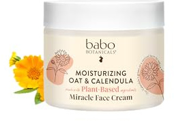 Babo Botanicals Moisturizing Oat & Calendula Miracle Face Cream - Shea Butter - For Dry or Sensitive Skin - For all ages - Vegan