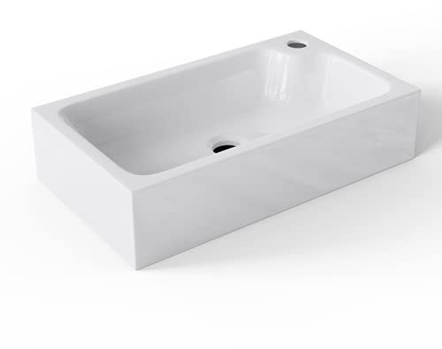 doporro Petit Lavabo Vasque à Poser Lave Mains Blanc Rectangulaire en Solid Surface Évier 46x26x11 cm pour Toilettes invitées Colossum101