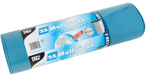 Papstar 1 Karton = 4x25 Müllsäcke, LDPE 120 l 110 cm x 70 cm blau 12132