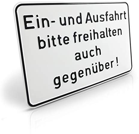 Betriebsausstattung24® Hinweisschild für Ein- und Ausfahrten Aluminium geprägt, 40,0 x 25,0 cm, Weiß, industriell, Kategorie: Schilder zur Grundbesitzkennzeichnung