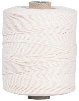 Rayher 7205000 Kettgarn, Rolle 220 m, 6-fädig, weiß, 35% Baumwolle, 65% Polyester, zum Bespannen von Webrahmen, Häkelgarn, 1 mm, 1-Pack