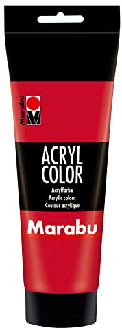 Marabu 12010025031 - Acryl Color kirschrot 225 ml, cremige Acrylfarbe auf Wasserbasis, schnell trocknend, lichtecht, wasserfest, zum Auftragen mit Pinsel und Schwamm auf Leinwand, Papier und Holz