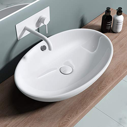 Sogood Lavabo vasque à poser blanc 63cm lave main Bruxelles306 63x41x15cm