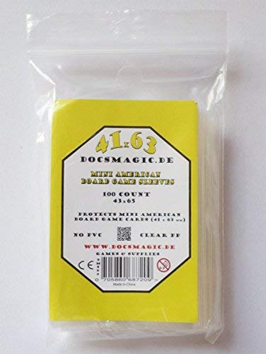 docsmagic.de 100 Mini American Board Game Sleeves - 41 x 63 - Small US - 43 x 65